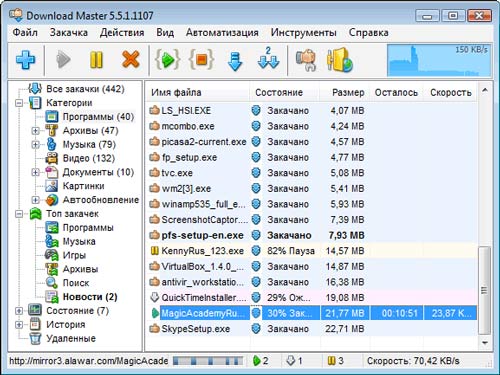 Популярная программа для загрузки файлов - Download Master